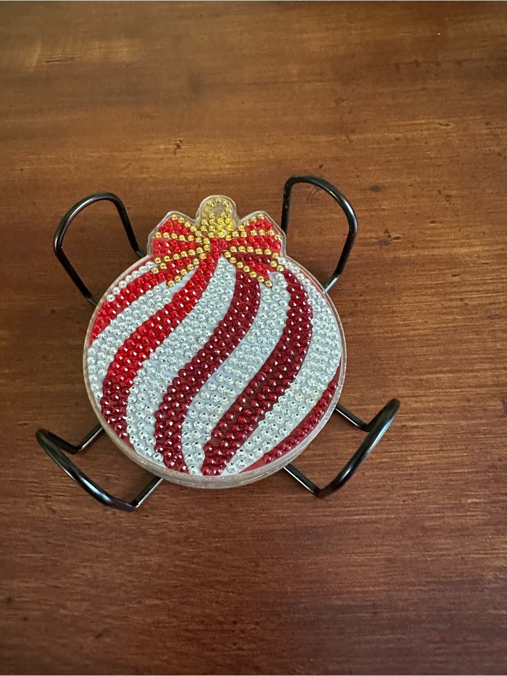 Set of 6 Colorful Diamond Art Christmas Coasters with Holder